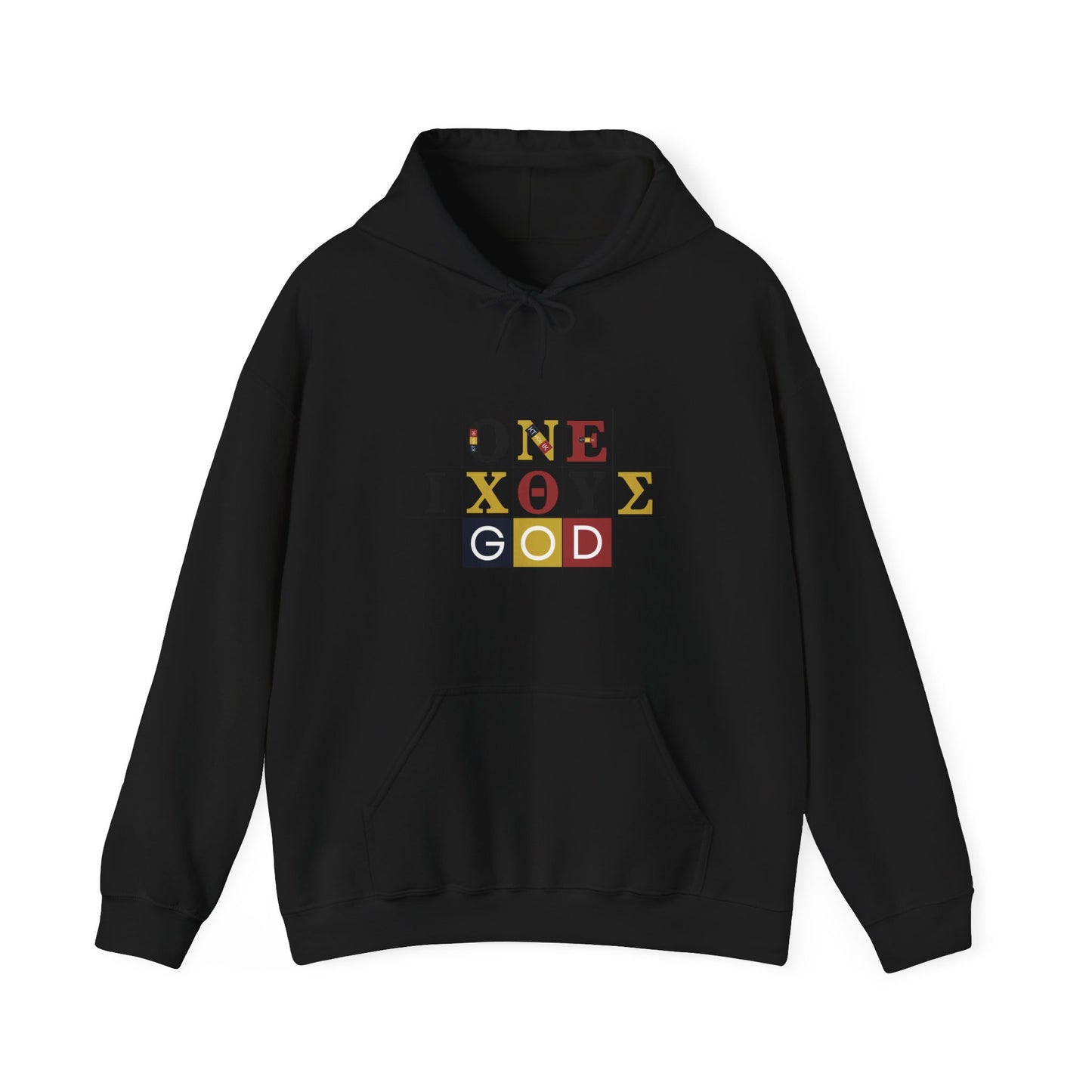 ONE 3 IXO DBA KTHOLIK LETT Graphic Unisex Heavy Blend™ Hooded Sweatshirt - Casual Cozy Apparel