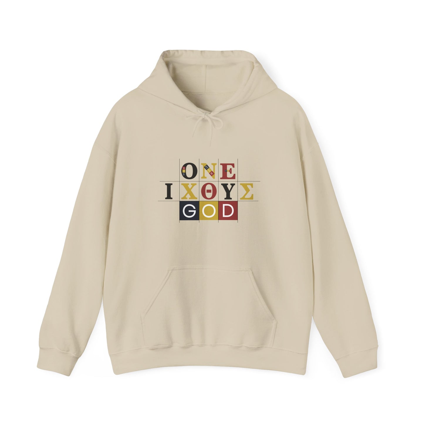 ONE 3 IXO DBA KTHOLIK LETT Graphic Unisex Heavy Blend™ Hooded Sweatshirt - Casual Cozy Apparel