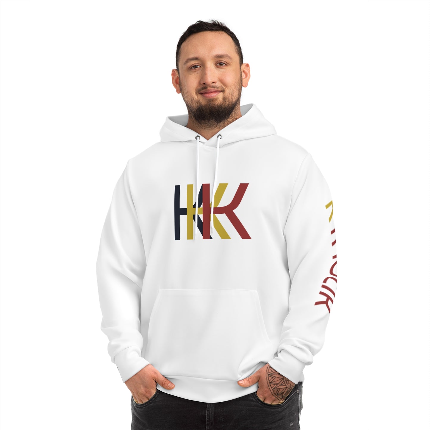 KKK Stylish White Fashion Hoodie with Graphic Print