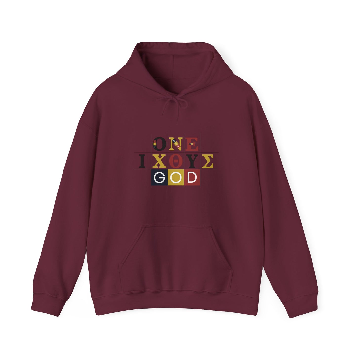 ONE 3 IXO DBA KTHOLIK LETT Graphic Unisex Heavy Blend™ Hooded Sweatshirt - Casual Cozy Apparel