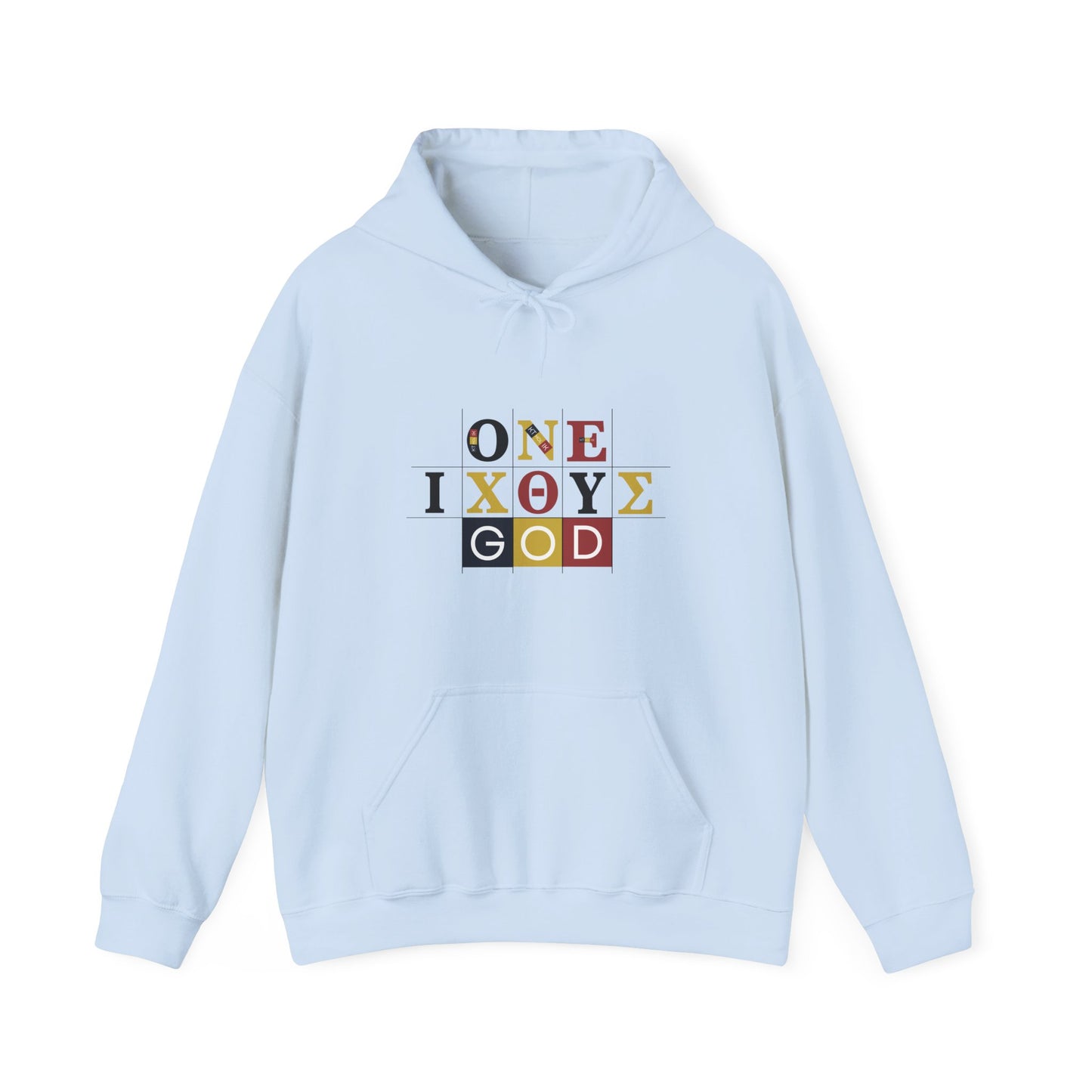 ONE 3 IXO DBA KTHOLIK LETT Graphic Unisex Heavy Blend™ Hooded Sweatshirt - Casual Cozy Apparel