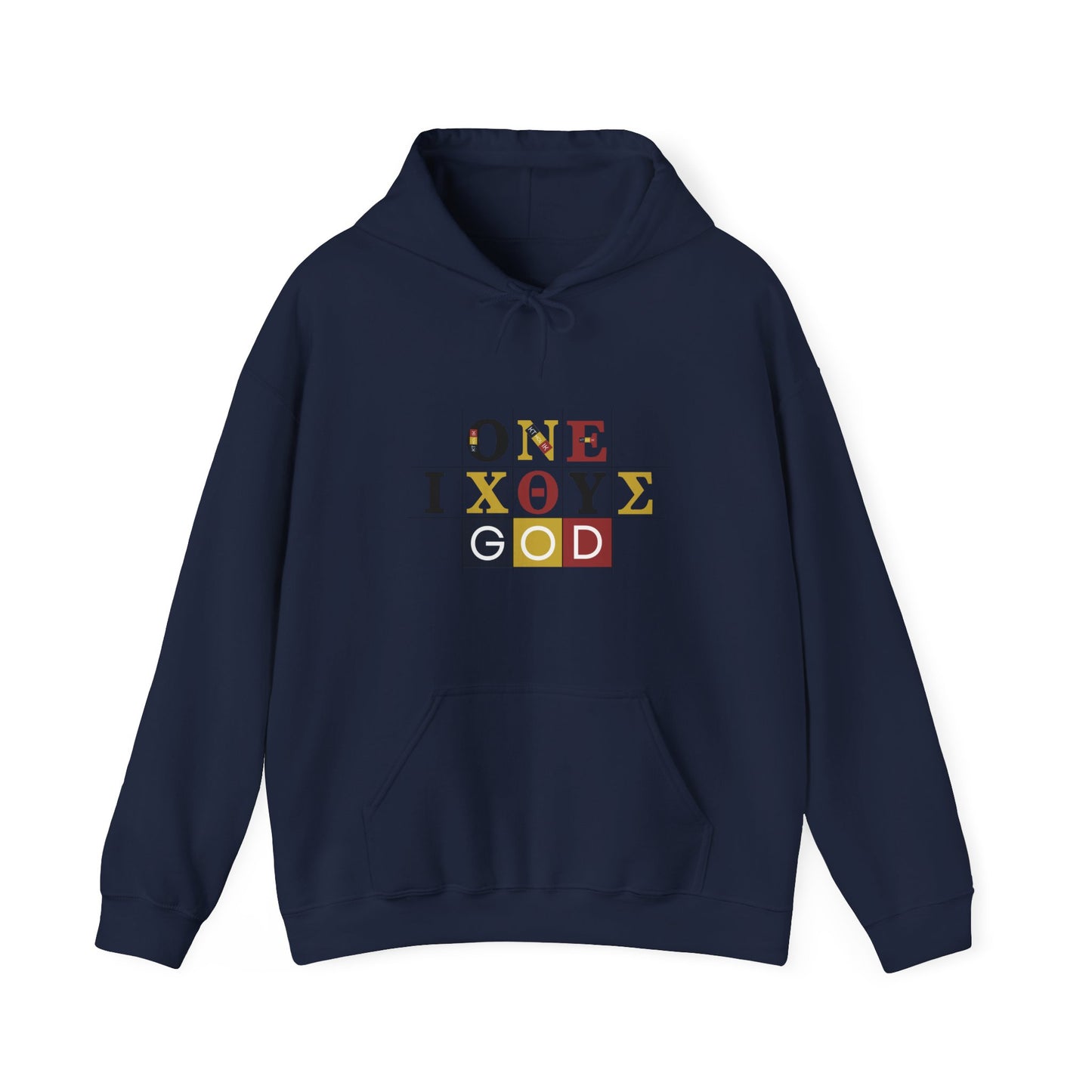 ONE 3 IXO DBA KTHOLIK LETT Graphic Unisex Heavy Blend™ Hooded Sweatshirt - Casual Cozy Apparel