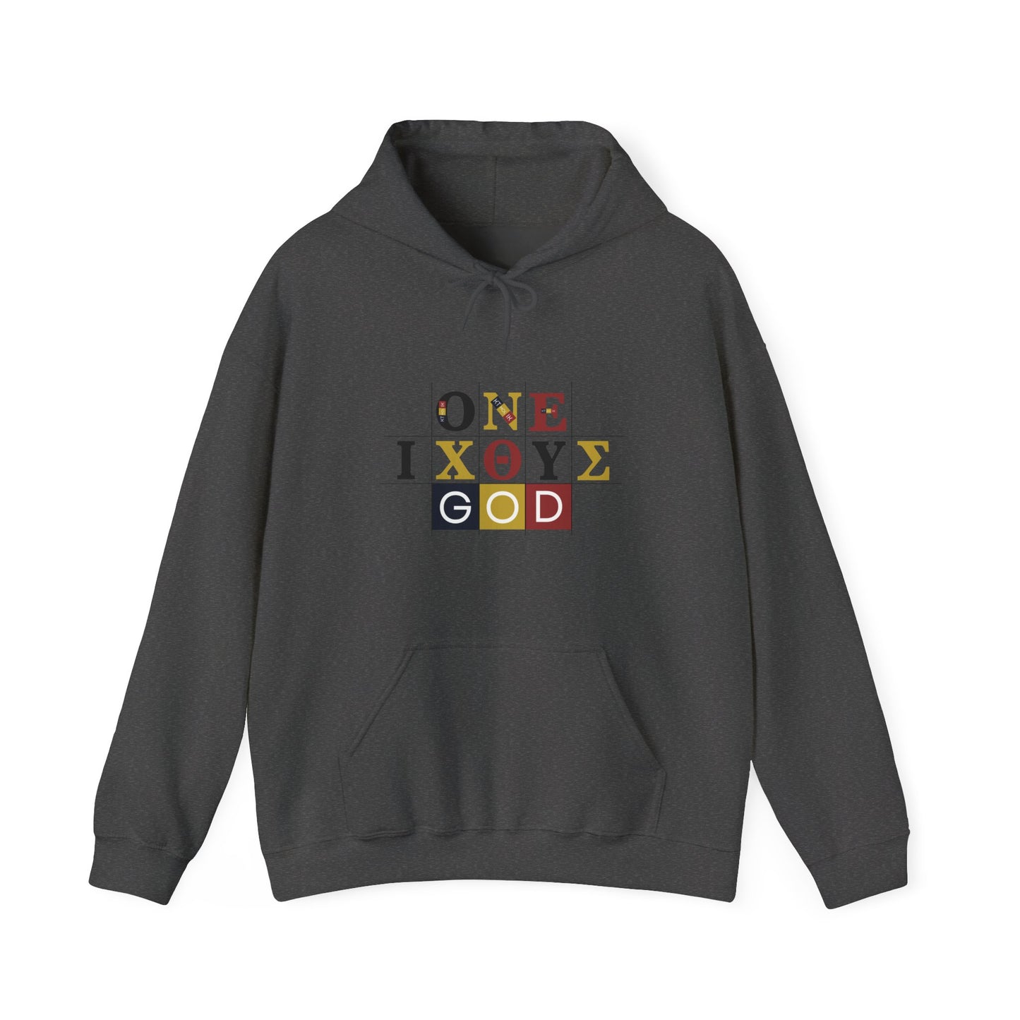 ONE 3 IXO DBA KTHOLIK LETT Graphic Unisex Heavy Blend™ Hooded Sweatshirt - Casual Cozy Apparel