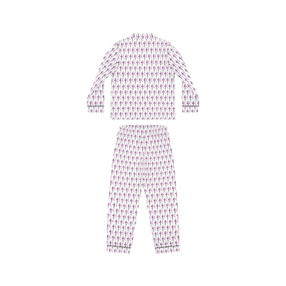 Elegant Women's Satin Pajamas Set - Soft Purple Patterned Sleepwear
