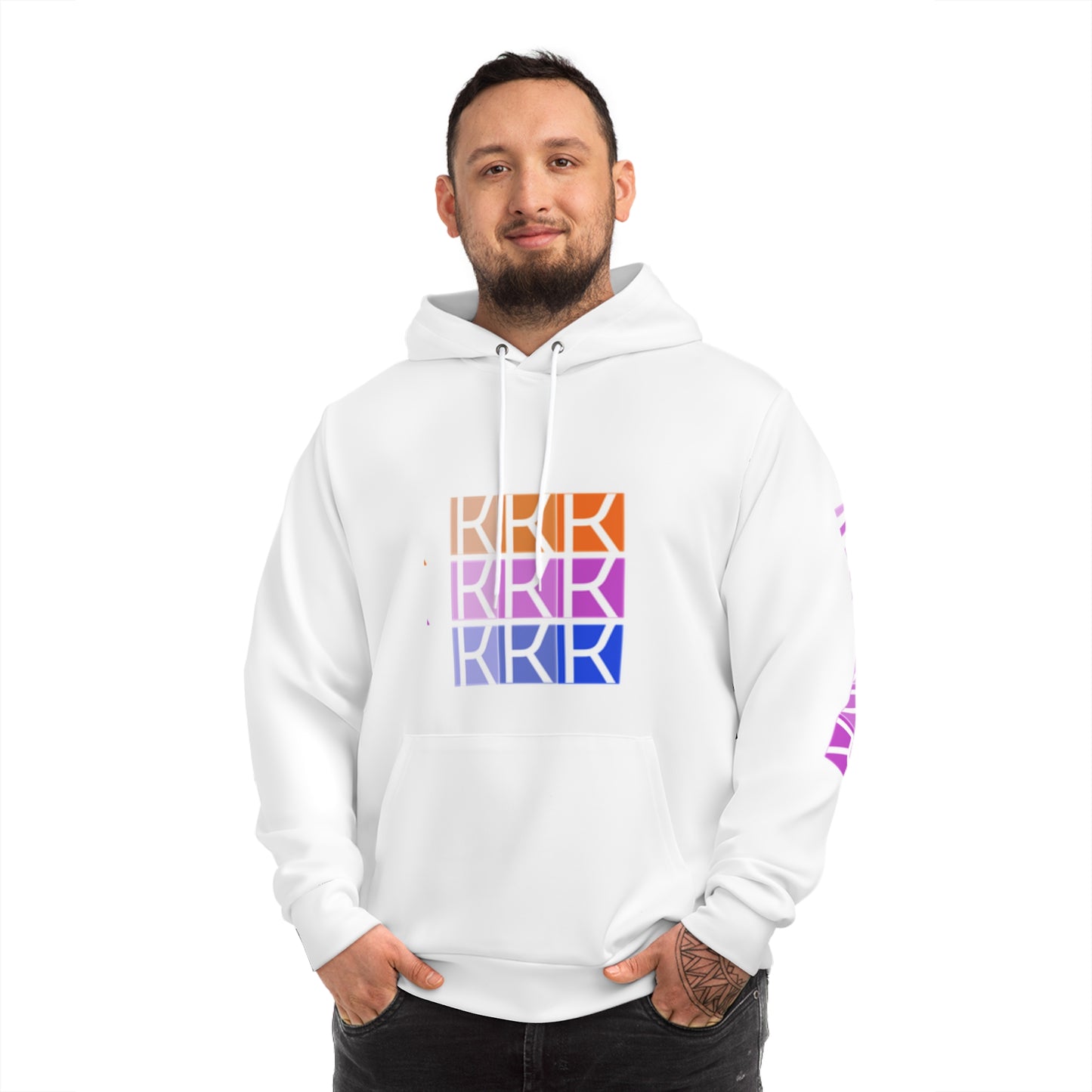 3KKK Stylish White Fashion Hoodie with Graphic Print